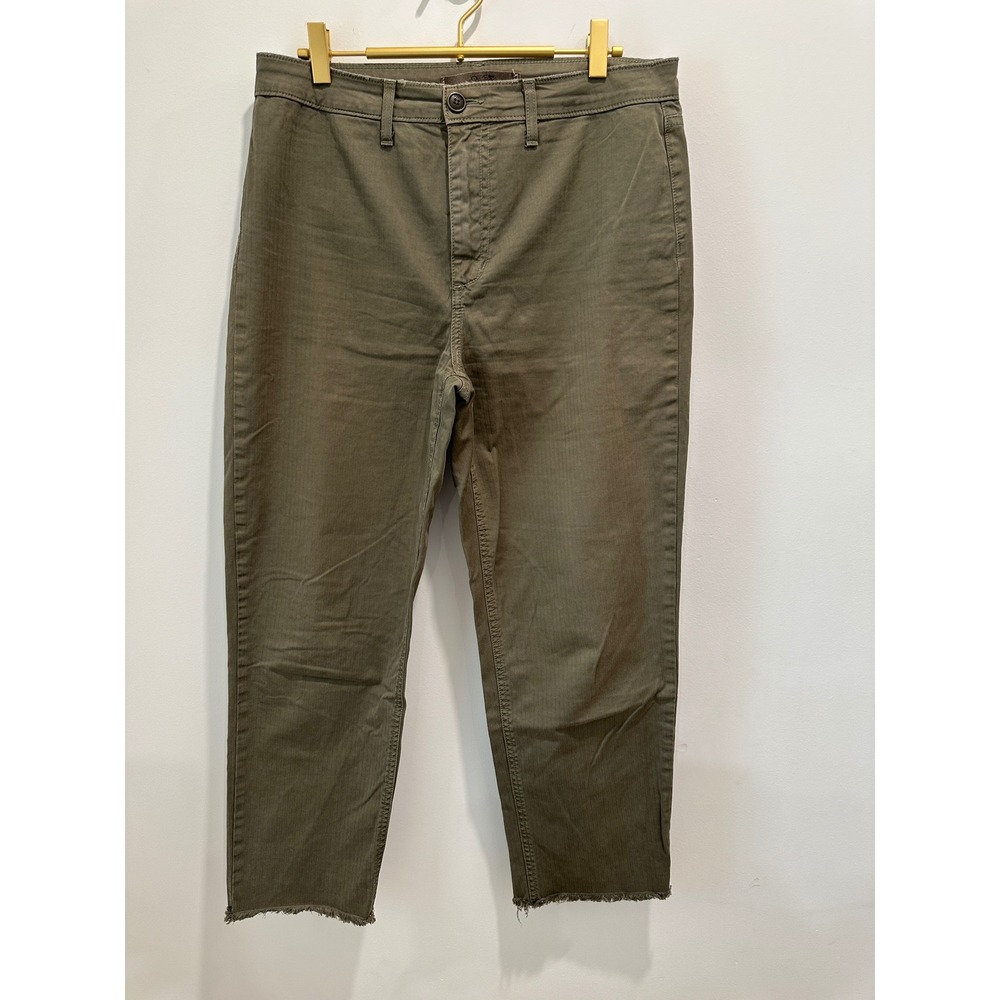 Joes Jeans The Jane High Rise Straight Crop Pants Olive Green Herringbone 30